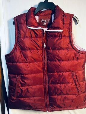 Forcast Quilted Puffer Vest - Burgundy with Pink Lining